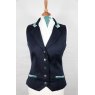 Equi-Jewel Competition Waistcoat - Navy 100% Wool Barathea with Teal (58) Trim and White (32) Piping