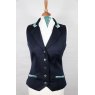 Equi-Jewel Competition Waistcoat - Navy 100% Wool Barathea with Teal (58) Trim and White (32) Piping