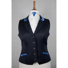 Equi-Jewel Competition Waistcoat - Navy 100% Wool Barathea with Royal Blue (02) Trim and White (32) Piping
