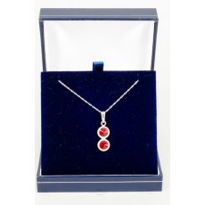 Necklace - Rivoli Crystal Double Drop Round - Ruby