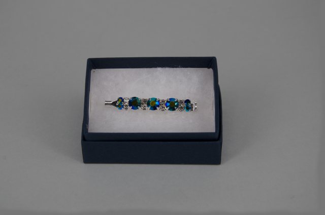 Equi-Jewel by Emily Galtry Stock Pin - 6mm & 3mm Emerald AB with 3mm Clear Jewels