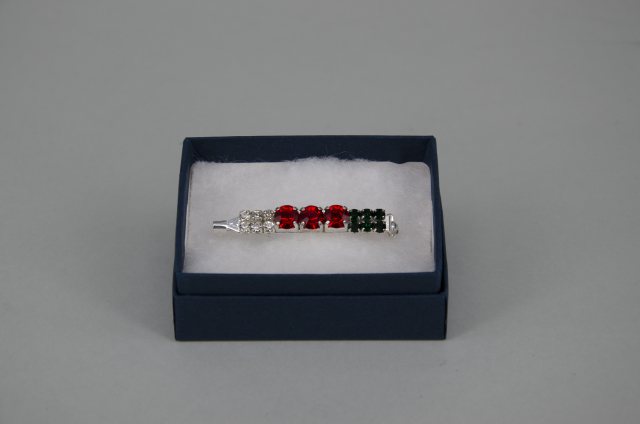 Equi-Jewel by Emily Galtry WELSH Stock Pin - 6mm & 3mm Red, Clear & Dark Green Jewels