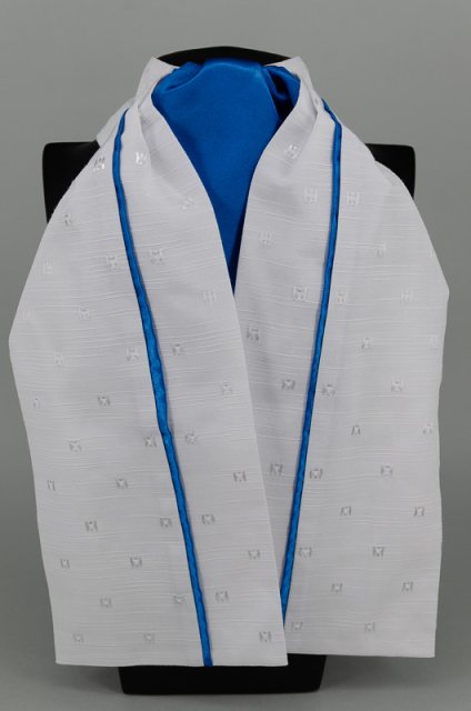 Equi-Jewel by Emily Galtry EJS-01 White Embossed Square with Royal Blue (02) Fixed Middle & Stripe