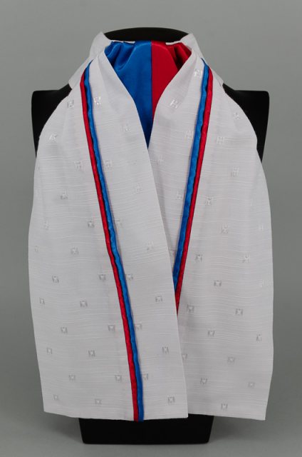 Equi-Jewel by Emily Galtry EJS-01 White Embossed Square with Royal Blue (02) & Red (17) Fixed Double Middle & Double Stripe