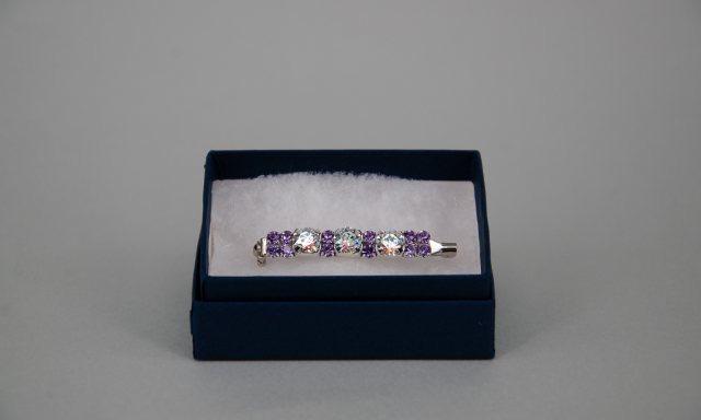 Equi-Jewel by Emily Galtry Stock Pin - 6mm White Patina Swarovski Crystals with 3mm Lilac Jewels
