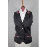 Equi-Jewel by Emily Galtry Equi-Jewel Competition Waistcoat - Grey 100% Wool Barathea with Burgundy Paisley (53) Trim and Dusky Pink (20) Piping