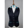 Equi-Jewel Competition Waistcoat - Navy 100% Wool Barathea with Aqua (05) Trim and White (32) Piping