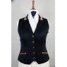 Equi-Jewel by Emily Galtry Equi-Jewel Competition Waistcoat - Navy 100% Wool Barathea with Brown Navy Paisley (36) Trim and Navy (01) Piping