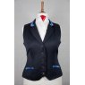 Equi-Jewel Competition Waistcoat - Navy 100% Wool Barathea with Royal Blue (02) Trim and Red (17) Piping
