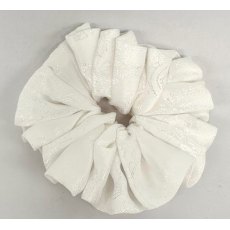 (67) White Paisley Single Colour Scrunchie