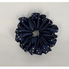 "BLING" (01) Navy Scrunchie with Rose Gold, Denim & Pearl Crystals