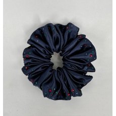 "BLING" (01) Navy Scrunchie with Burgundy, Emerald Green & Navy Crystals