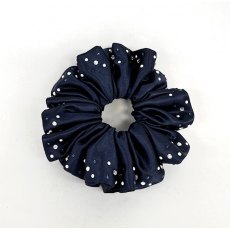 "BLING" (01) Navy Scrunchie with Clear, Pearl & Navy Crystals