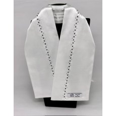 "BLING" (33) Bright White Base Stock with Navy. Clear & Pearl Crystals