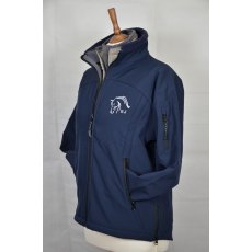 Equi-Jewel 'Team Wear' Ladies Soft Shell Jacket - Navy with EJ Logo in Silver Grey on Front & Back