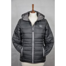 Equi-Jewel 'Classic Collection' Ladies Hooded Padded Jacket - Space Grey with EJ Logo in Silver Grey on Front