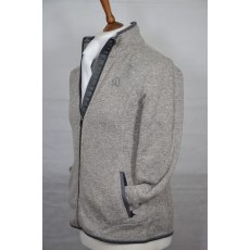 Equi-Jewel 'Classic Collection' Mens Knitted Outdoor Fleece Jacket - Grey Mix with EJ Logo in Navy on Front