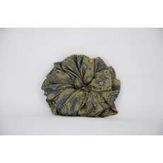(50) Gold/Navy Paisley Single Colour Scrunchie