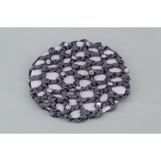 Grey Bun Net with Clear Swarovski Crystals