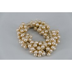 Pearl Effect Beaded Scrunchie - Gold
