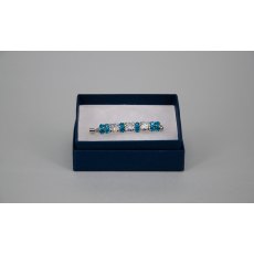 Stock Pin - 6mm White Patina Swarovski Crystals with 3mm Acid Blue Jewels