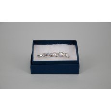 Stock Pin - 6mm White Patina & White Pearl Swarovski Crystals with 3mm Clear Jewels
