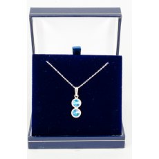 Necklace - Rivoli Crystal Double Drop Round - Bermuda Blue