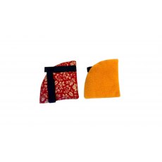 Ear Warmers - Red Poinsettia Cotton with Gold Fleece