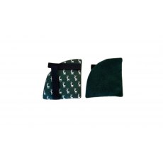 Ear Warmers - Green Reindeer Cotton with Bottle Green Fleece