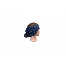 Head Warmer - Reversible Navy Snowflake Cotton with Navy Fleece