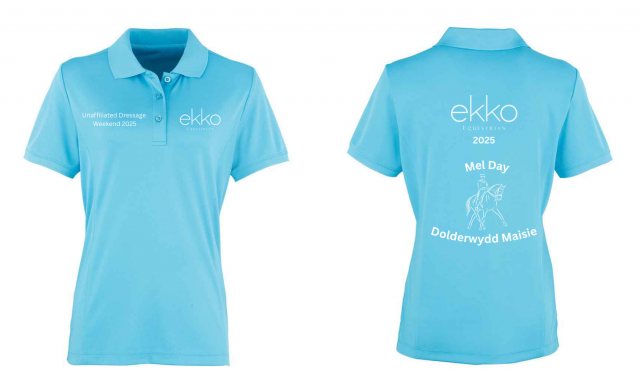 Equi-Jewel by Emily Event Personalised Ladies Polo - Aqua - Weston Lawns Dressage Weekend