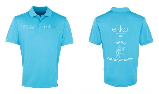 Equi-Jewel by Emily Event Personalised Unisex Polo - Aqua - Weston Lawns Dressage Weekend