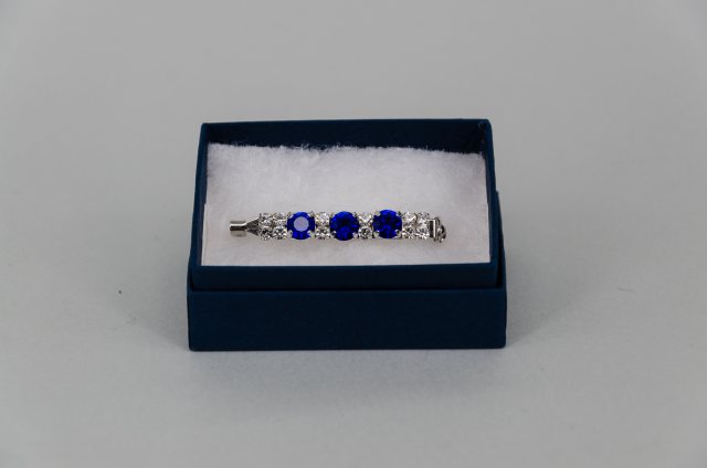 Equi-Jewel by Emily Galtry Stock Pin - 6mm Sapphire Blue & 3mm Clear Jewels