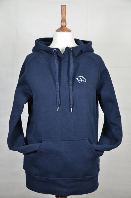Equi-Jewel by Emily Galtry Equi-Jewel 'Classic Collection' Ladies Hooded Sweatshirt - Navy with EJ Logo in Silver Grey on Front