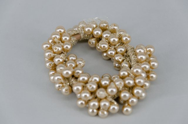 Equi-Jewel by Emily Galtry Pearl Effect Beaded Scrunchie - Gold