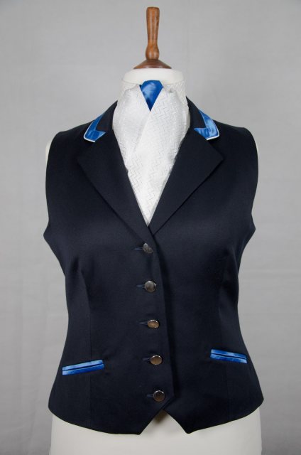 Equi-Jewel by Emily Galtry Equi-Jewel Competition Waistcoat - Navy 100% Wool Barathea with Royal Blue (02) Trim and White (32) Piping
