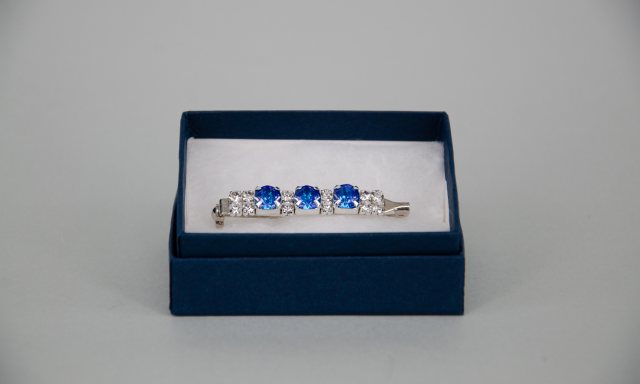 Equi-Jewel by Emily Galtry Stock Pin - 6mm Royal Blue DeLite Swarovski Crystals with 3mm Clear Jewels