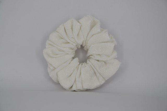 Equi-Jewel by Emily Galtry EJS-28 Off White Embroidered Scrunchie