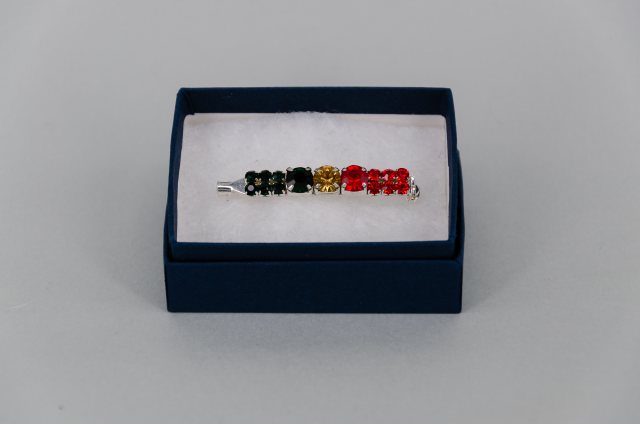 Equi-Jewel by Emily Galtry Stock Pin - 6mm  Gold & 3mm Green & 3mm Red Jewels