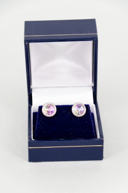 Equi-Jewel by Emily Galtry Earrings - Rivoli Crystal Round with Edge - Crystal Vitrail Light