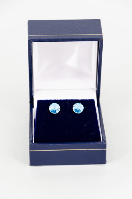Equi-Jewel by Emily Galtry Earrings - Rivoli Crystal Round Stud - Aqua