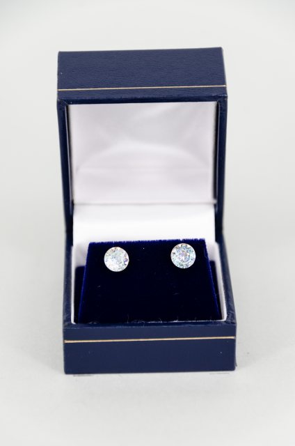 Equi-Jewel by Emily Galtry Earrings - Xirius Crystal Round Stud - White Patina