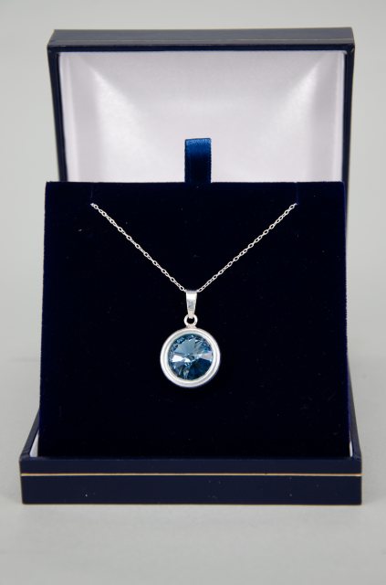 Equi-Jewel by Emily Galtry Necklace - Rivoli Crystal Single Drop Round - Denim