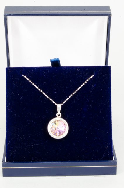 Equi-Jewel by Emily Galtry Necklace - Rivoli Crystal Single Drop Round - Crystal Vitrail Light