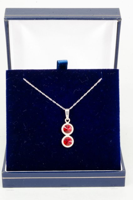Equi-Jewel by Emily Galtry Necklace - Rivoli Crystal Double Drop Round - Ruby
