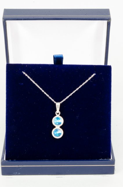 Equi-Jewel by Emily Galtry Necklace - Rivoli Crystal Double Drop Round - Bermuda Blue