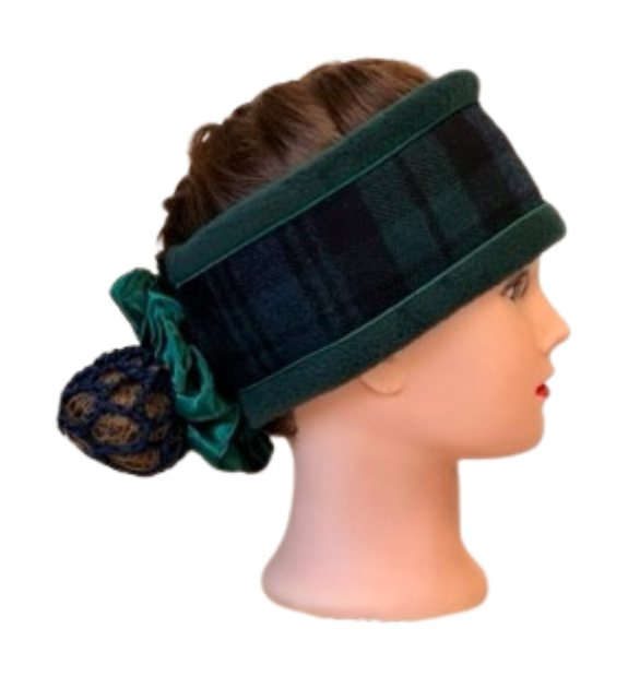 Equi-Jewel by Emily Head Band - Cairngorm Blackwatch Tweed, Navy Fleece & Green Piping
