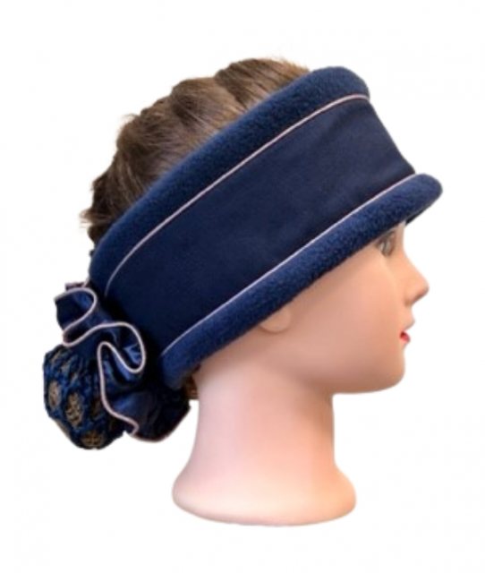 Equi-Jewel by Emily Head Band - Navy Wool Blend, Navy Fleece & Rose Gold Glitter Piping