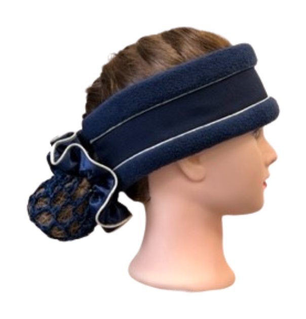 Equi-Jewel by Emily Head Band - Navy Wool Blend, Navy Fleece & Champagne Glitter Piping