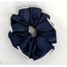 (01) Navy Satin Scrunchie with Silver Glitter Piping